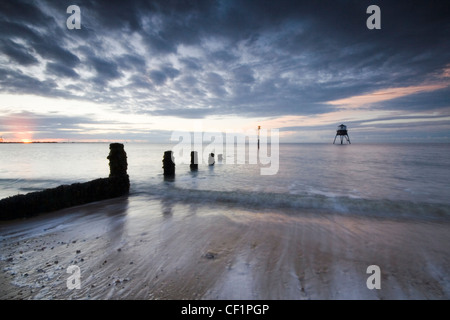 Einen Blick auf das Meer vom Dovercourt Strand. Der Strand ist ein Gewinner der begehrten Blauen Flagge und ist einer von Großbritanniens saubersten Stockfoto