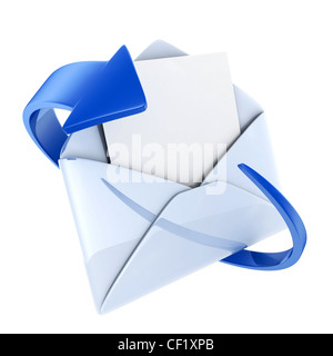 Blaue E-mail auf isolierte Hintergrund (durchgeführt in 3d) Stockfoto