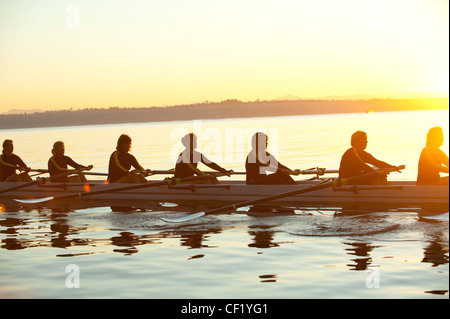 Team-Ruderboot in der Bucht Stockfoto