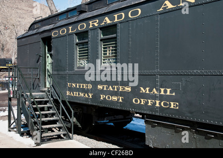 Vereinigten Staaten Haupt Bahnpostamt Auto, Colorado Railroad Museum, Golden, Colorado Stockfoto