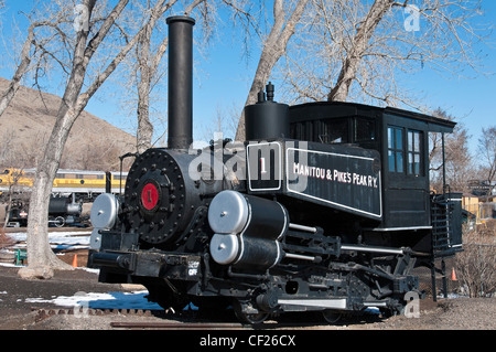 Manitou & Pikes Peak Lokomotive, Colorado Railroad Museum, Golden, Colorado Stockfoto