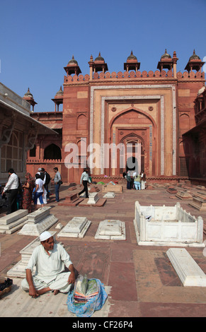 Indien, Uttar Pradesh, Fatehpur Sikri, Jama Masjid Moschee, Hof, Stockfoto