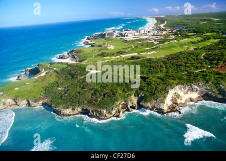 Karibik-Strand von Helikopterblick Stockfoto