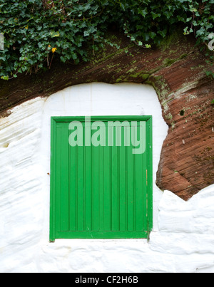 Detailansicht des Austin Rock Häuser in der Nähe von Staffordshire Dorf von Kinver. Stockfoto