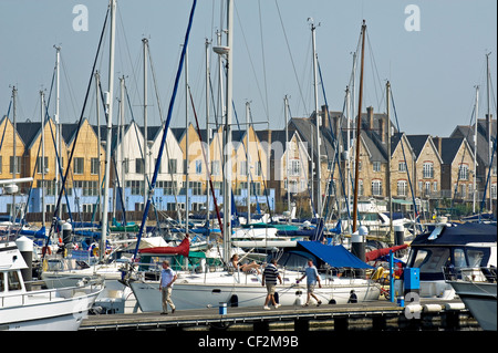 Boote festgemacht an Chatham Maritime Marina. Stockfoto