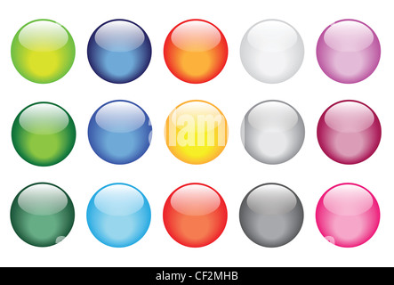 Vektor-Illustrationen glänzend Glas Knöpfe für Icons. Stockfoto