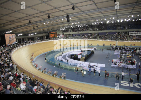 London Olympischen Velodrom track cycling-Bike-Rennen Stockfoto