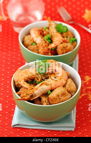 Frikadellen mit Garnelen. Rezept zur Verfügung. Stockfoto