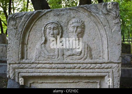 Archäologisches Reservat Abritus, Steinrelief, römisches Militärlager, später städtisches Zentrum in der Provinz Moesia inferior im Römischen Reich Stockfoto