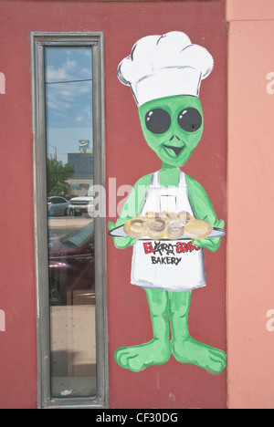 Aliens und UFOs sind das Thema der Stadt in Roswell, New Mexico. Stockfoto