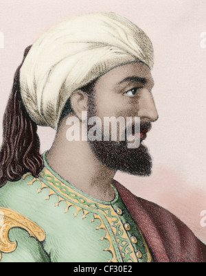 Abd-Ar-Rahman III (889-961). Emir und Kalif Al-Andalus. Porträt. Farbige Gravur. des 19. Jahrhunderts. Stockfoto