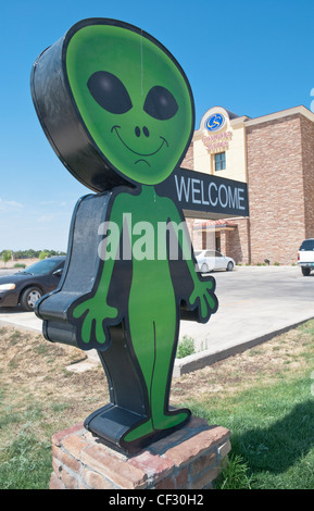 Aliens und UFOs sind das Thema der Stadt in Roswell, New Mexico. Stockfoto