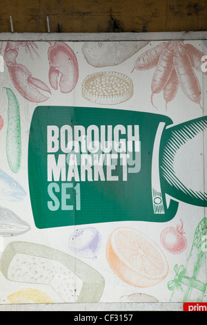 Ein Blick auf das Kunstwerk zeigt den Eingang zum Borough Market in SE1 Stockfoto