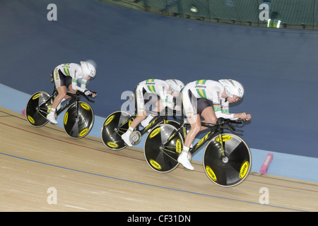 Australien australische Frauen Tem Verfolgung Kader bei London2012 Olympischen Velodrom track cycling-Bike-Rennen Stockfoto