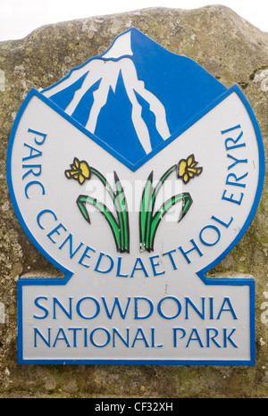 Snowdonia-Nationalpark (Parc Cenedlaethol Eryri) Zeichen. Stockfoto