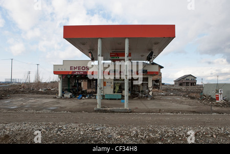 1. Jahrestag des japanischen tsunami nähert, Tsunami Schäden in der mayagi ishinomaki Stadt & Region - sendai. Stockfoto