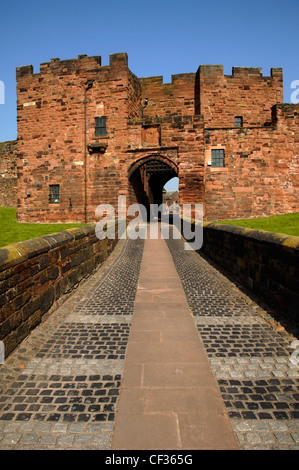 Eingang zum Carlisle Castle in Cumbria. Stockfoto