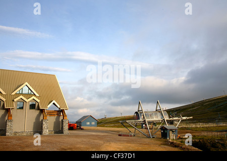 Ein Blick in Richtung The Lecht Ski und Freizeitzentrum. Stockfoto