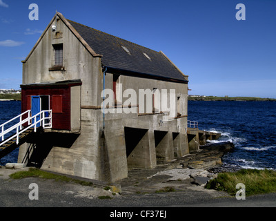 Rettungsstation am Hafen von Wick Stockfoto