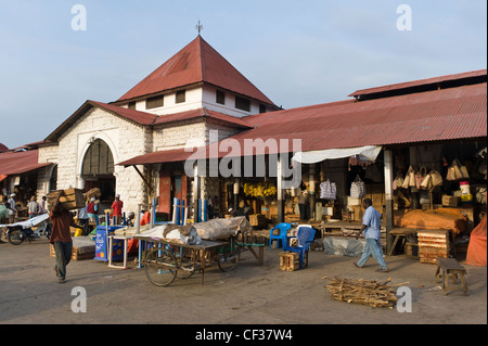 Stall aussen Darajani Markt Stone Town Sansibar Tansania Stockfoto