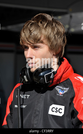 Charles Pic (FRA), Marussia Virgin,, während Formel1 Tests Sessions am Circuito Katalonien, Spanien Stockfoto