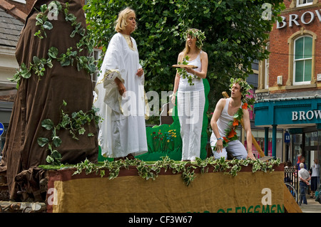 Leistung der Vertreibung von Adam und Eva an der York Mysterienspiele. Stockfoto