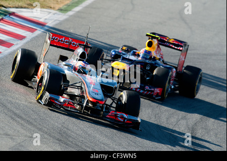 Jenson Button (GB), McLaren-Mercedes MP4-27, Mark Webber (AUS), Red Bull Racing Renault RB8 Stockfoto