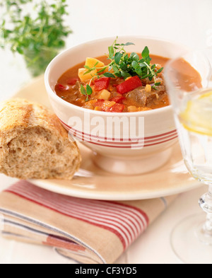 Leckere Diät kombinieren Ihren Tag richtig und schon bald finden Sie leckere Gerichte, die Justyou arbeiten Gulasch Suppe Rindfleischsteak Stockfoto