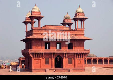 Indien, Uttar Pradesh, Fatehpur Sikri, Diwan-i-Khas, Halle des privaten Publikum, Stockfoto