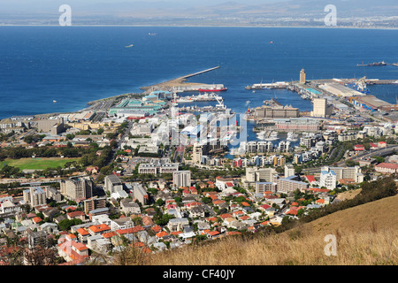 Victoria & Alfred Waterfront vom Signal Hill, Cape Town, Western Cape, Südafrika Stockfoto