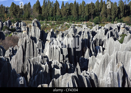 Luftaufnahme des Shilin Stone Forest National Park, in der Nähe von Kunming, China. Stockfoto