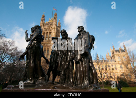 Die Bürger von Calais von Rodin, am Palace of Westminster, London England UK Stockfoto