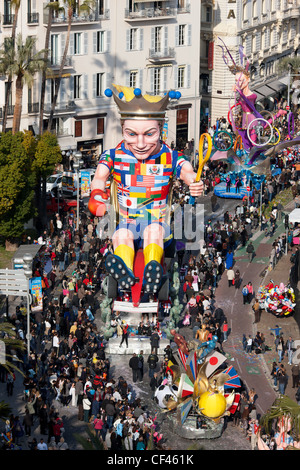 Der König bei der Karnevalsparade von Nizza im Jahr 2012. Nizza, Französische Riviera, Frankreich. Stockfoto