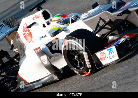 Sergio Perez (MEX), Sauber-Ferrari C31 Rennwagen während der Formel-1-Tests Sitzungen in der Nähe von Barcelona im Februar 2012. Stockfoto