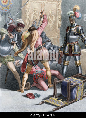 Francisco Pizarro (1478-1541). Spanische Eroberer. Pizarros Ermordung durch Nachfolger von Diego de Almagro (26 Juni 1541). Stockfoto