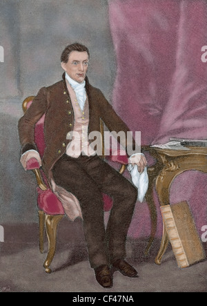 James Monroe (1758-1831). Fünfter Präsident der USA (1817 – 1825). Porträt. Farbige Gravur. Stockfoto