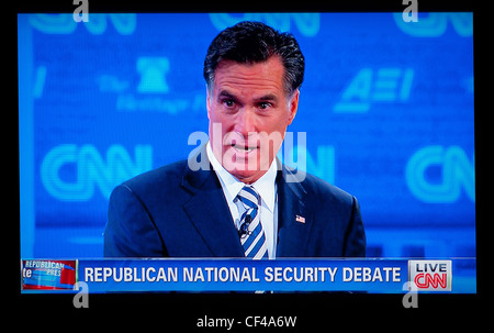 Mitt Romney am 2012 Republican National Sicherheitsdebatte auf CNN TV-Nachrichten 22. November 2011 Stockfoto