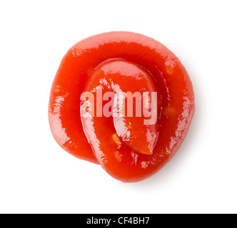 Tomaten-Ketchup-Sauce isoliert auf einem weißen Hintergrund. Stockfoto