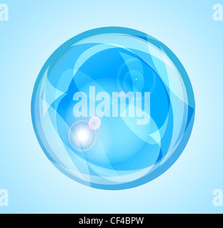 Realistische Seifenblasen auf blauem Hintergrund Stockfoto