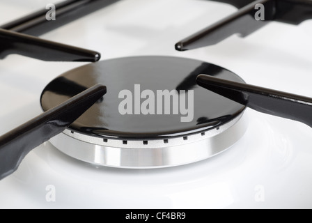 Gas-Herdplatte ein Fragment. Schuss mit selektiven Fokus hautnah Stockfoto