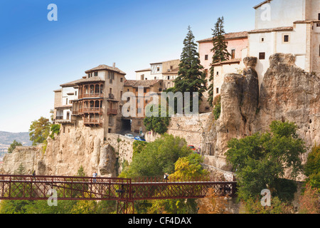 Casa Colgadas oder hängenden Häuser, wohnen nun das Museum für spanische abstrakte Kunst, Cuenca, Spanien. Stockfoto