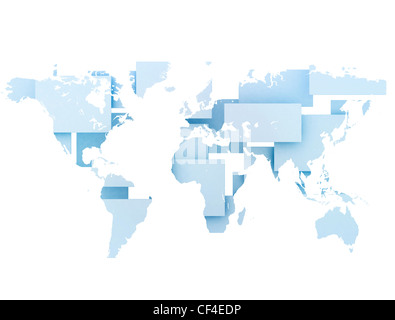 Abstrakte Welt Karte 3D-Illustration Stockfoto