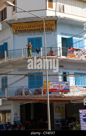 Das Phonesavanh Hotel ist eine Top Sehenswürdigkeit in Pakse, Provinz Champasak, Laos. Stockfoto