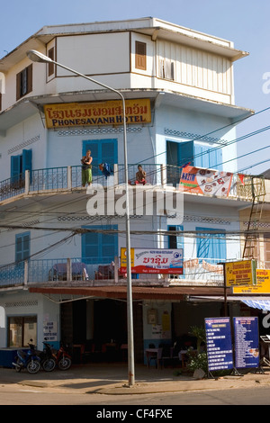 Das Phonesavanh Hotel ist eine Top Sehenswürdigkeit in Pakse, Provinz Champasak, Laos. Stockfoto