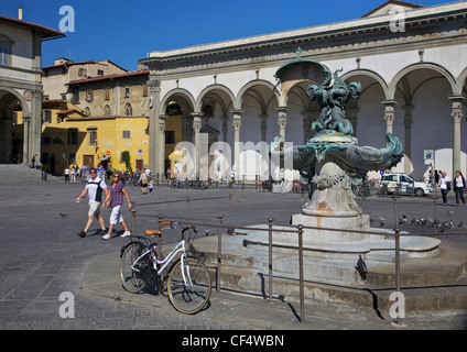 Manieristische Bronze Brunnen von Pietro Tacca, Piazza della Santissima Annunziata, Florenz, Toskana, Italien, Europa Stockfoto