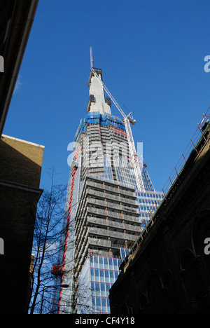 Bau von Shard London Bridge auch bekannt als der Shard of Glass und The Shard. Die Gebäude werden nach der Fertigstellung im Jahr 2012 Stockfoto