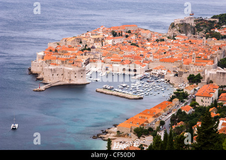 Dach-Draufsicht, Altstadt von Dubrovnik, Dubrovnik, Kroatien, Europa Stockfoto