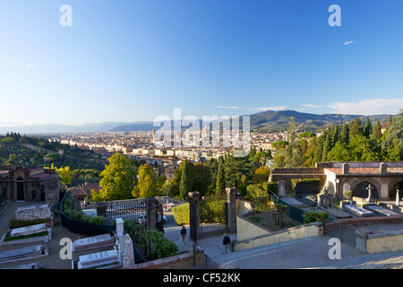 Blick vom Schritte von San Miniato al Monte Kirche, Florenz, Toskana, Italien, Europa Stockfoto