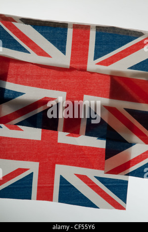 Union Jack Bunting auf weißem Hintergrund Stockfoto