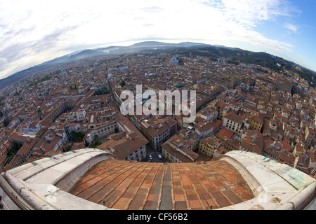 Blick von der Spitze der Kuppel von Brunelleschi über Florenz am frühen Morgen, Dom, Florenz, Toskana, Italien, Europa Stockfoto